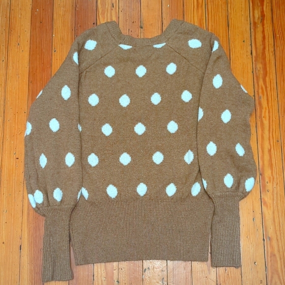 Lauren Conrad LC Sweater Brown with White Dots  Long Sleeve SZ M - Picture 4 of 4